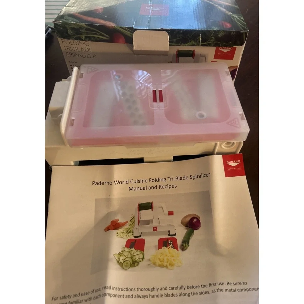 PADERNO WORLD CUISINE TRI BLADE SPIRAL VEGETABLE SLICER CUTTER Red A4982802